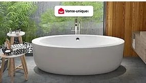 Wanna wolnostojąca owalna - 251 L - 185 x 90 x 58 cm - Biały - Akryl - MARMATI