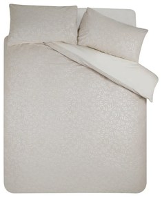 Szarobeżowa pościel jednoosobowa żakardowa 135x200 cm Corded Leaves – Catherine Lansfield