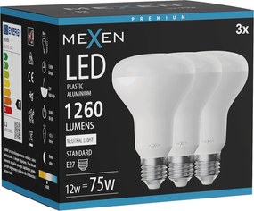 Mexen Nova 3x żarówka LED E27, R80, 12W, Neutralna - 4000K, 1260 lm - L105-E27-1240-01x03