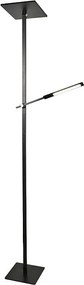 Ideal - Czarna lampa stojąca LED z metalu wys. 180 cm Fabas Luce - 2 lampy 40 W i 8 W ze zintegrowaną diodą LED 3000 K