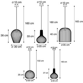 Zestaw 5 x designerska lampa wisząca złota - WireDesignerski Oswietlenie wewnetrzne