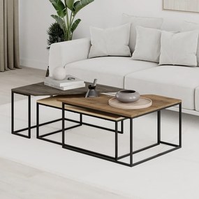Stoliki z blatem w dekorze orzecha zestaw 3 szt. 70x110 cm Titan – Marckeric