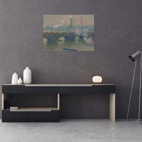 Obraz na szkle - Claude Monet, Waterloo Bridge, Gray Day, reprodukcje (70x50 cm)