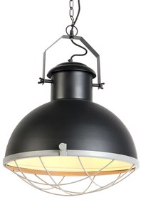 Przemysłowa lampa wisząca czarna z szarym - SilnikPrzemysłowy Oswietlenie wewnetrzne