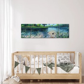Obraz - Obraz olejny, Wczesny letni wieczór nad jeziorem (170x50 cm)