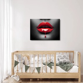 Obraz na szkle kobiecych ust (70x50 cm)