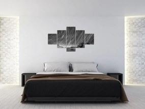Czarno - biały obraz gwiaździstego nieba (125x70 cm)