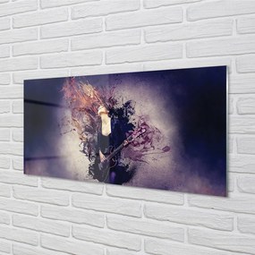 Panel szklany do Kuchni Kobieta Grająca na Gitarze
