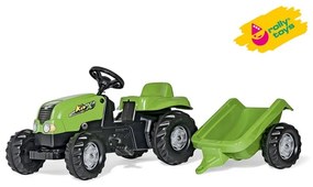 Rolly toys rollykid traktor na pedały zielony z przyczepą