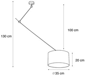 Lampa wisząca czarna z brązowym, aksamitnym kloszem 35 cm - Blitz klasyczny/Antyczny Oswietlenie wewnetrzne