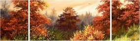 Obraz rzeki w jesiennym krajobrazie, obraz olejny (170x50 cm)