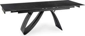 Stół Rozkładany Prostokątny DEVON 160-220 cm Ceramiczny Czarny Marmur/Czarny Nowoczesny