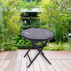 Stolik bistro ogrodowy, składany, Ø 45 cm, czarny marmur