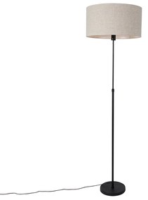 Lampa podłogowa czarna regulowana z szarym abażurem 50 cm - Parte