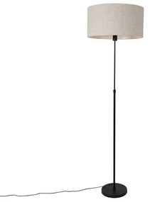 Lampa podłogowa czarna regulowana z kloszem jasnoszarym 50 cm - ParteDesignerski Oswietlenie wewnetrzne