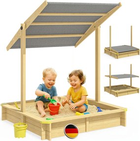 Piaskownica z baldachimem SANDY, drewno świerkowe, 120x120x120cm Jurhan