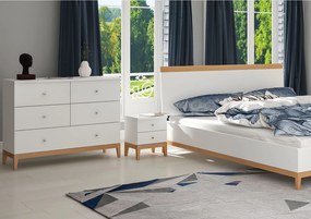 Komoda LIVIA 120 5S biała/buk