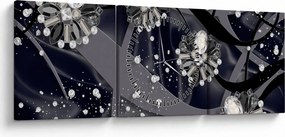 Obraz - Diamenty w pomieszczeniu (z zegarem) (90x30 cm)