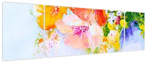 Obraz - Kwiaty, malarstwo (170x50 cm)
