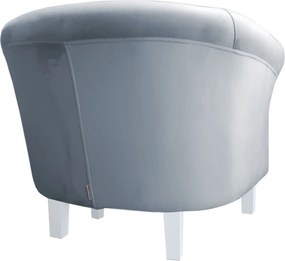 Fotel Milo tkanina Welur wygodny fotel tapicerowany do salonu i sypialni : Kolor nogi - Biała, Kolor tkaniny - VELVET - BL06, Wysokość nogi - 15 cm