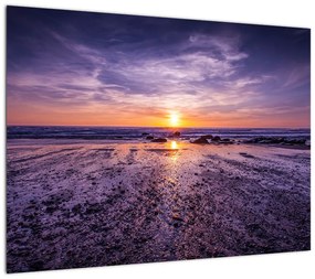 Obraz plaży - zachód słońca (70x50 cm)