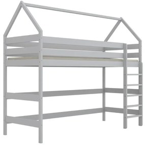 Łóżko domek na antresoli TOBI 2 200x80 białe drewniane KOCOT KIDS
