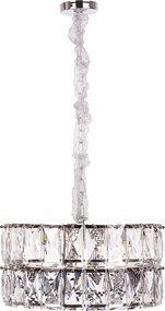 Nowoczesny żyrandol kryształowy do salonu, srebrny – Okrągły 50 cm – Miami