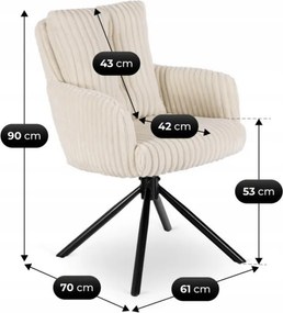 Zestaw Stół Rozkładany IBIZA 160-240 cm Czarny Marmur i 4 Krzesła Tapicerowane JUNE Kremowe Sztruksowe