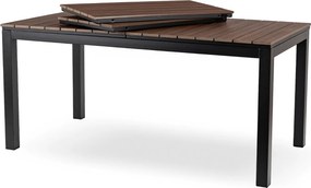 Rozkładany stół ogrodowy, kompozytowy Castello 160-260 cm, blat orzech, podstawa czarna