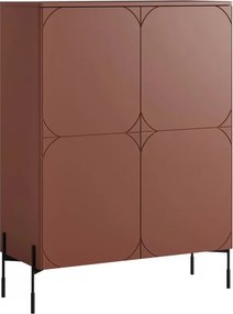 Komoda wysoka Sonatia 120 cm dwudrzwiowa z dwoma ukrytymi szufladami - burgund