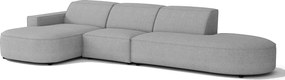 Narożnik modułowy CURSAL F lewostronny 364×166×70 cm  szary Raven 7 – zaokrąglone leżanki, wolnostojący