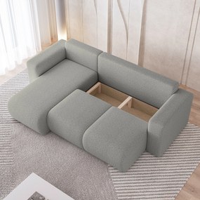 Masseno Narożnik RINOVA z funkcją spania i pojemnikiem na pościel Narozniki L, Rozkładana sofa - Jasnoszary, QUELLE 83