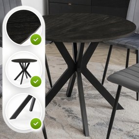Stół Okrągły LAUREN 80 cm Czarny Loft Nowoczesny
