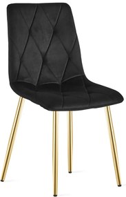 Czarne pikowane krzesło metalowe glamour K9-F50
