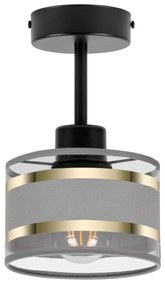 Lampa sufitowa czarna jednopunktowy spot z szarym abażurem T-1010SC-GR