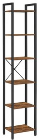 SongmicsHome Regał na książki NOEL, 40x30x187,5 cm, czarny/brązowy