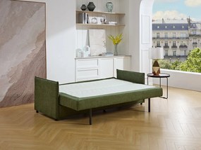 Sofa 3-osobowa rozkładana z tkaniny khaki z siedziskiem z pianką memory SERABA