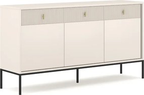 Komoda do Salonu Sypialni MARCOS 154 cm Kaszmir Ryflowana Trzydrzwiowa z Szufladami Nowoczesna