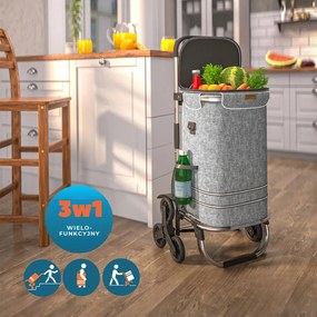 Torba na zakupy na kółkach do schodów COMFORT, 50l, szara Jurhan