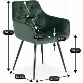 Krzesło Tapicerowane do Salonu MODESTO Zielone Welurowe Nowoczesne Loft