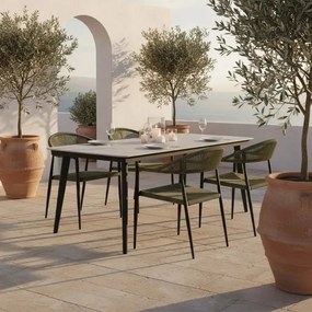 Krzesło Ogrodowe Grafitowe 56x60x78 cm Plecione Zielone Sznurki Nowoczesne