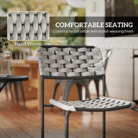 Outsunny Zestaw mebli ogrodowych z polirattanu, Lounge Balkonowe dla 2 osób, 3-częściowy 2 Krzesła, Stół Szary