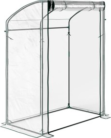 Outsunny Szklarnia z Drzwiami Łukowym Dachem Odporna na Zimę, Szklarnia Foliowa ze Stali 128 x 70 x 170 cm Przezroczysta