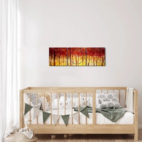 Obraz - Malowanie lasu liściastego (z zegarem) (90x30 cm)