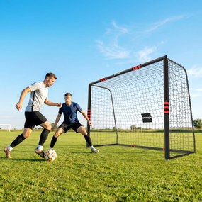 SPORTNOW Bramka do ogrodu 300 x 200 cm solidna bramka outdoor z siatką wypełnieniem kotwy gruntowe powłoka antykorozyjna | Aosom PL