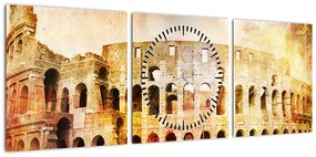 Obraz - Malarstwo cyfrowe, Koloseum, Rzym, Włochy (z zegarem) (90x30 cm)