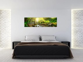 Obraz rzeki w zielonym lesie (170x50 cm)