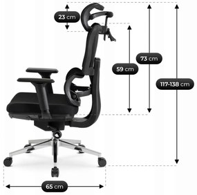 Fotel Biurowy Ergonomiczny Obrotowy z Podnóżkiem DELSIN Czarny