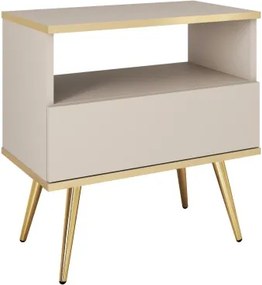 ORIANA Szafka nocna S 54 beżowa | nogi złote