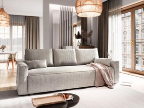 Masseno Sofa MENI z funkcją spania i pojemnikiem na pościel, Rozkładana sofa - Kremowy, POSO 100
